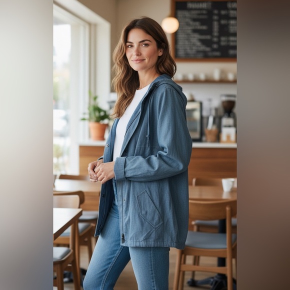 Akris Punto Women's Blue chambray Jacket - Picture 3 of 10
